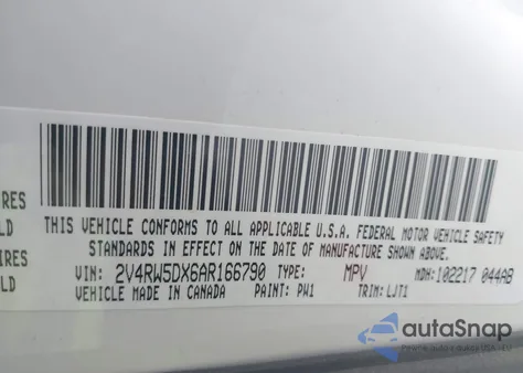 2010 Volkswagen Routan Sel from USA, damaged, VIN 2V4RW5DX6AR166790